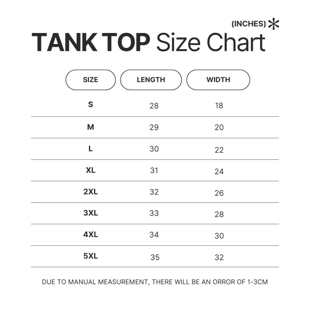 Tank Top Size Chart - Dragon Ball Z Mall