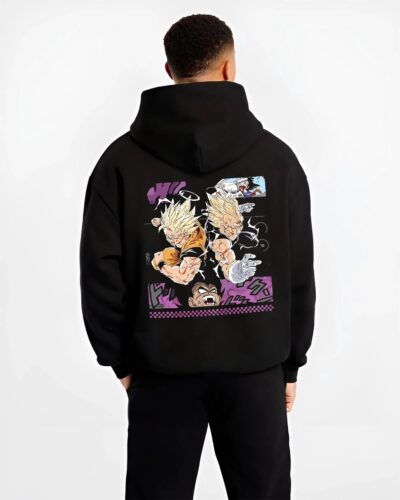 DBGKV2 B.black hoodie male back view - Dragon Ball Z Mall