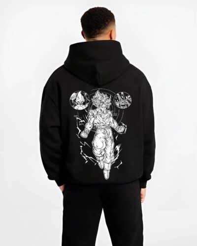 GOKV8EX B.black hoodie male back view - Dragon Ball Z Mall