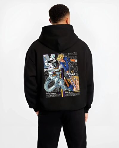 TRKFRZ B.black hoodie male back view - Dragon Ball Z Mall